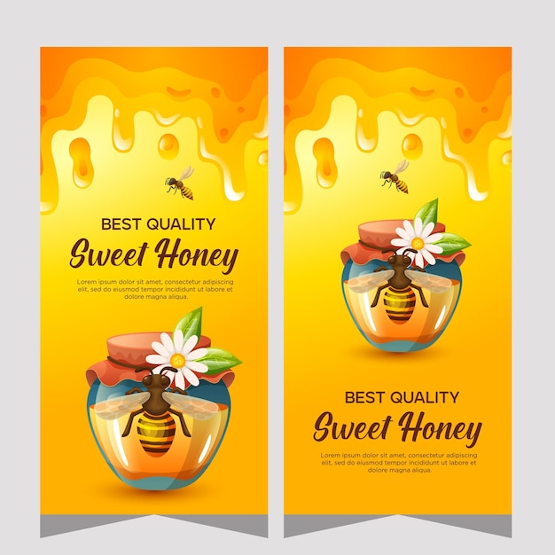 Vector vertical honey banner organic natural honey vector illustration