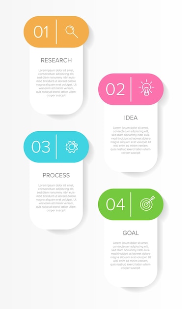 Vertical infographic design with icons and 4 options or steps