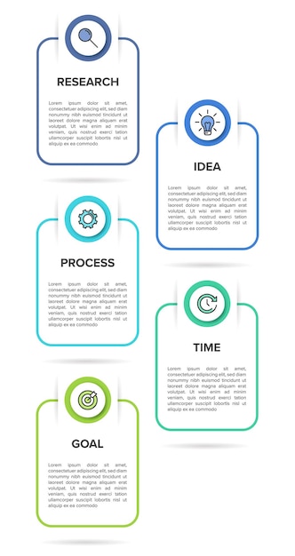 Vertical infographic design with icons and 5 options or steps