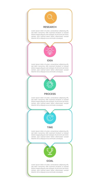 Vertical infographic design with icons and 5 options or steps