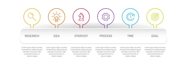 Vertical infographic design with icons and 6 options or steps. Infographics business concept. Charts