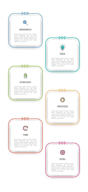 Vertical infographic design with icons and 6 options or steps. Infographics business concept.