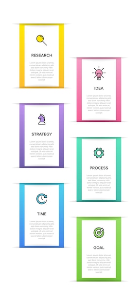 Vertical infographic design with icons and 6 options or steps