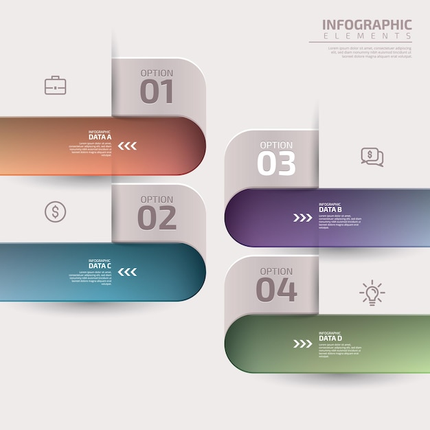 Vertical list infographic element template business data visualization layout with 4 steps diagram