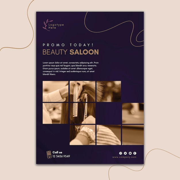 Vertical poster template for beauty salon