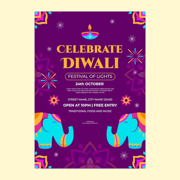 Vector vertical poster template for diwali hindu festival celebration