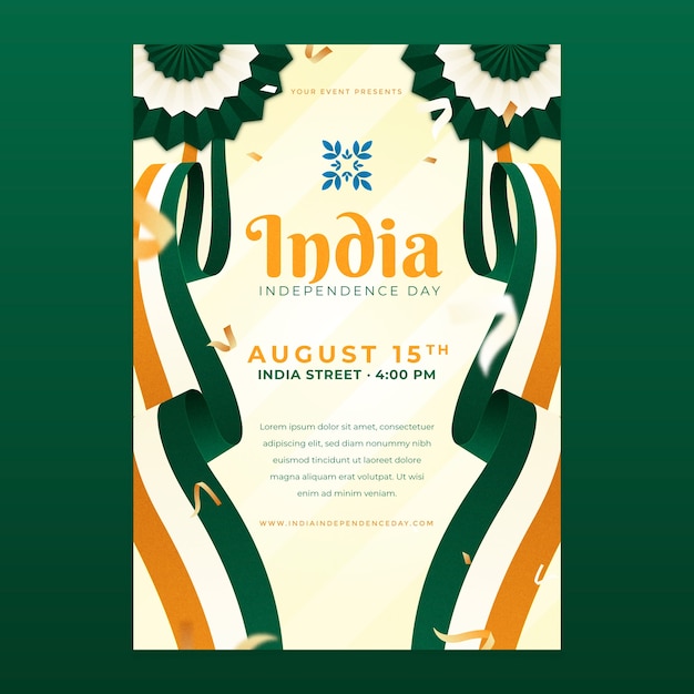 Vector vertical poster template for india independence day celebration