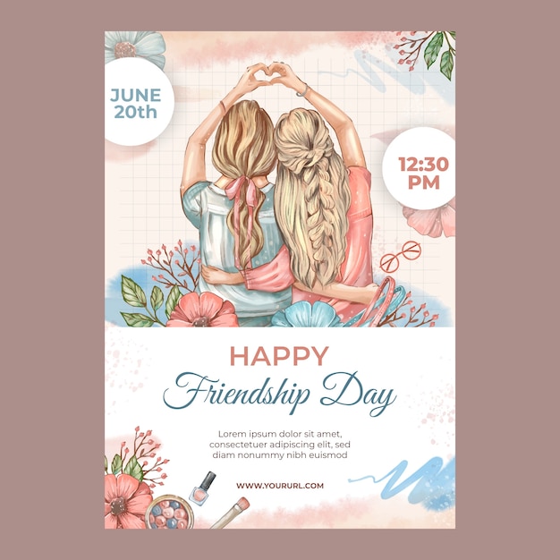 Vertical poster template for international friendship day celebration