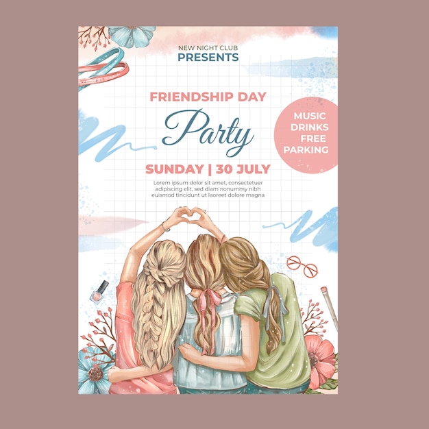 Vertical poster template for international friendship day celebration