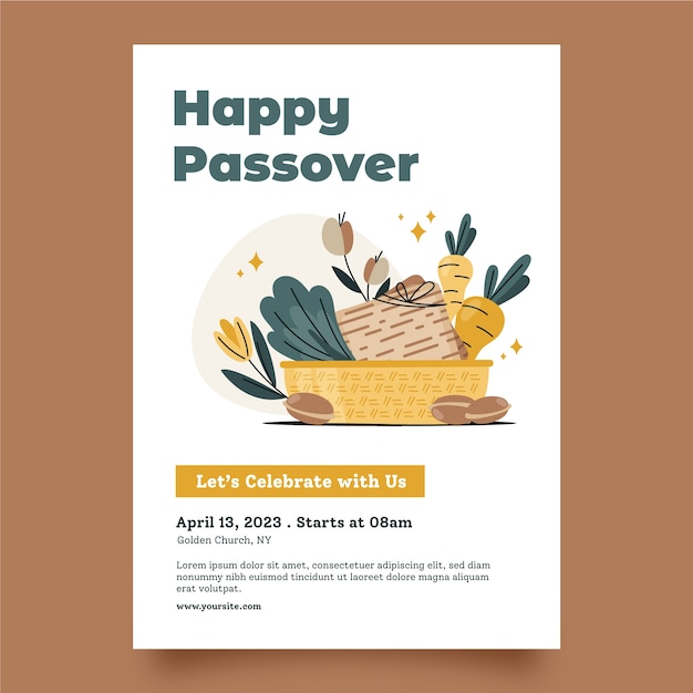 Vector vertical poster template for jewish passover celebration