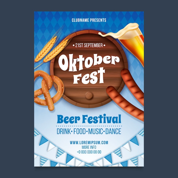 Vertical poster template for oktoberfest beer festival celebration