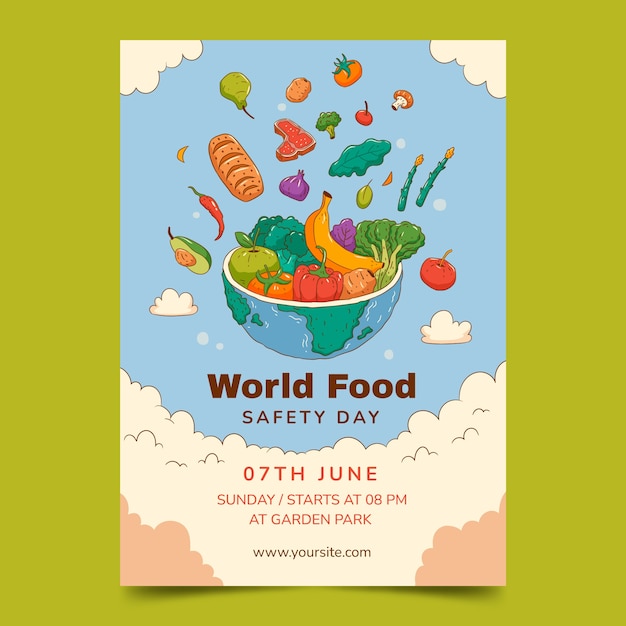 Vertical poster template for world food safety day awareness