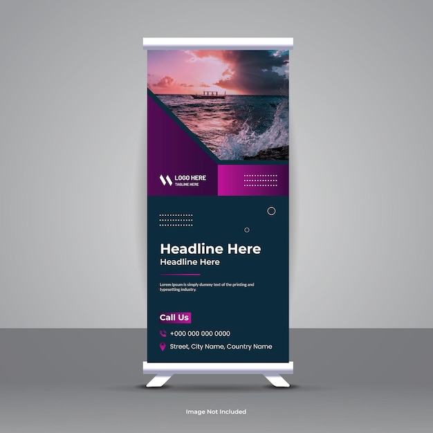 Vertical roll up business banner design template