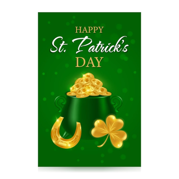 Vector vertical template happy st. patricks day. festive design for greeting card, flyer, poster, banner.