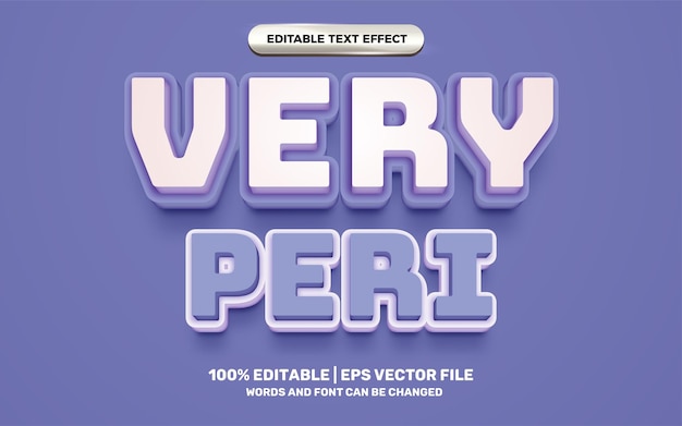 Very peri trend 3d editable text effect style