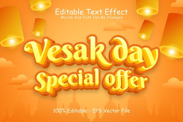 Vesak Day Special Offer Editable Text Effect 3 Dimension Emboss Cartoon Style