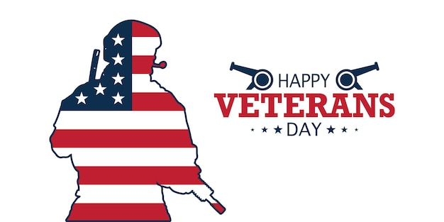 Veteran's day patriotic soldier banner