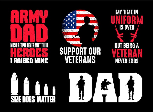 Veteran T shirt Design Bundle Veteran Day shirt Vector Army Military T shirt design Collection