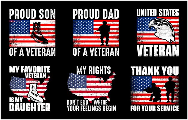 Veteran US Flag T shirt Design Bundle Veteran Day shirt Vector Army Military T shirt design