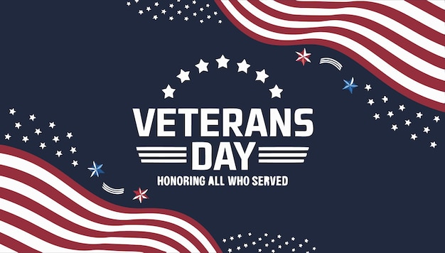 Veterans Day Celebration Vector Honoring All Who Served with Patriotic Design Elements