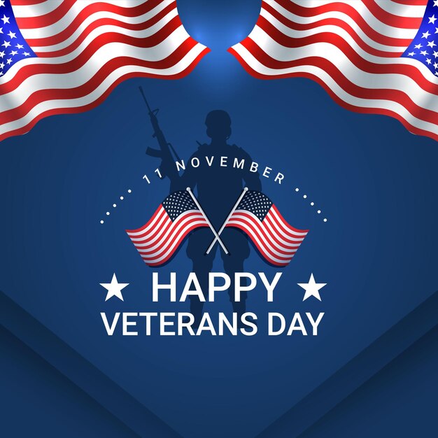 Vector veterans day concept in flat design