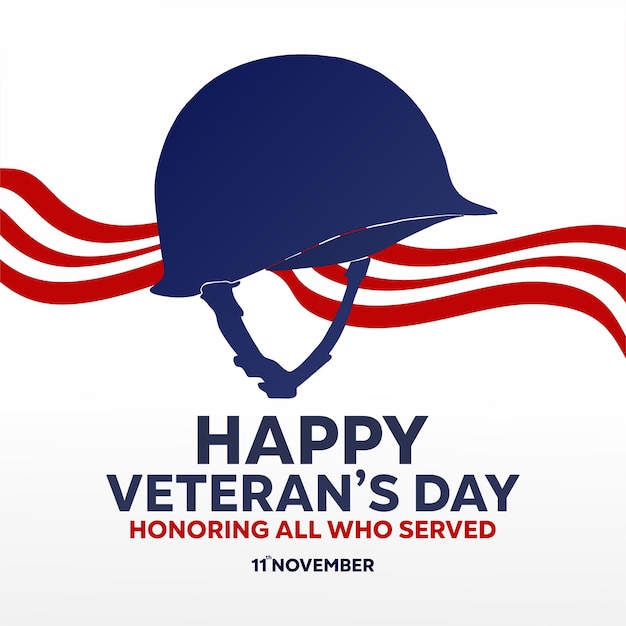 Veterans Day flat background with a combat helmet