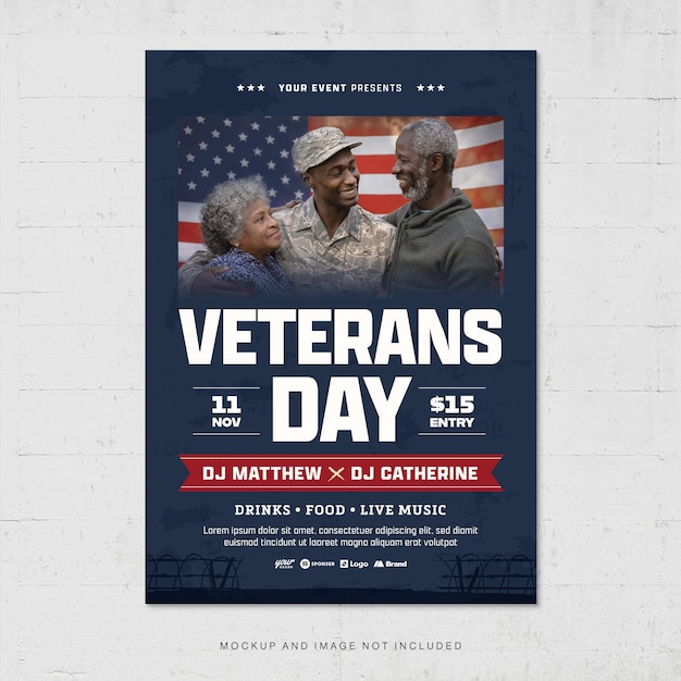 Vector veterans day flyer template for military army america v1 in vector eps