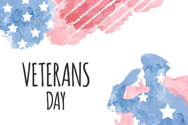 Veterans Day Template Design with US Flag and Soldier for Poster and Banner Vector Illustration. Hon