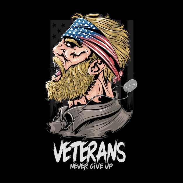 VETERANS US ARMY. UNITED STATES SOLDIER WITH USA FLAG