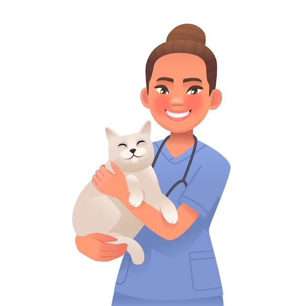 Veterinarian is holding the cat Specialist vet clinic doctor with a pet Medical assistance to pets