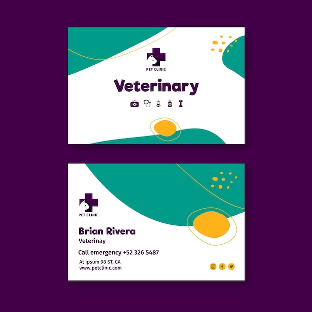 Veterinary business card template with photo