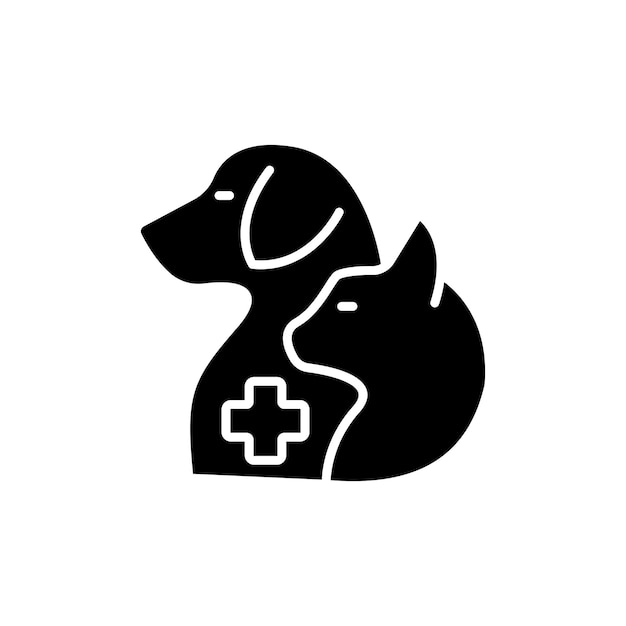 Vector veterinary pharmacy icon set dog cat veterinarian vector symbol in a black filled and outlined style animal wellness sign