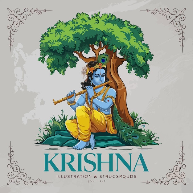 Vetor illustration of lord Krishna Hindu God