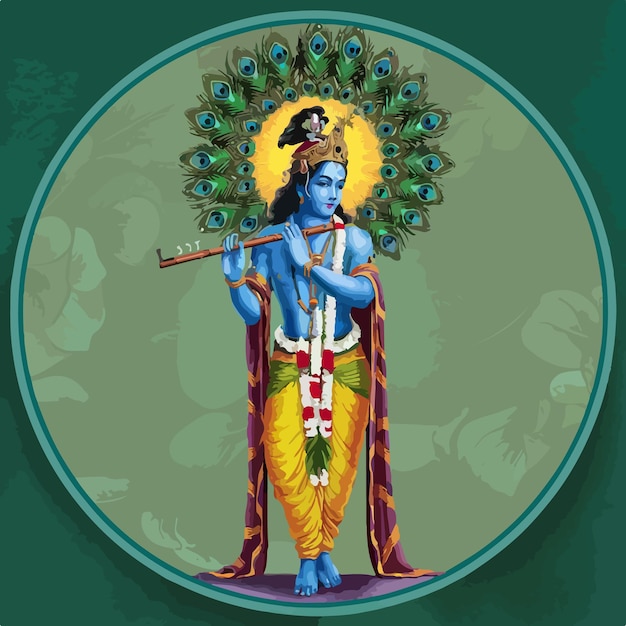 Vector vetor illustration of lord krishna hindu god