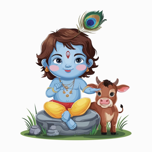 Vetor illustration of lord Krishna Hindu God