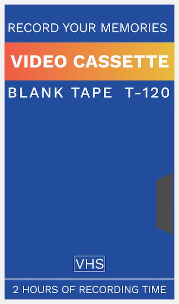 VHS Cassette Cover Vector in Blue