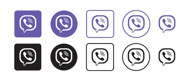 Viber vector logo icon set Vector illustration