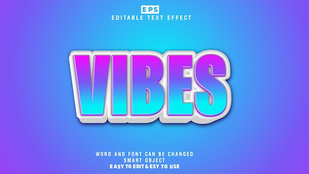 Vibes 3d Editable Text Effect Vector With Background