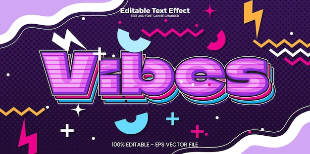 Vector vibes editable text effect in memphis trend style