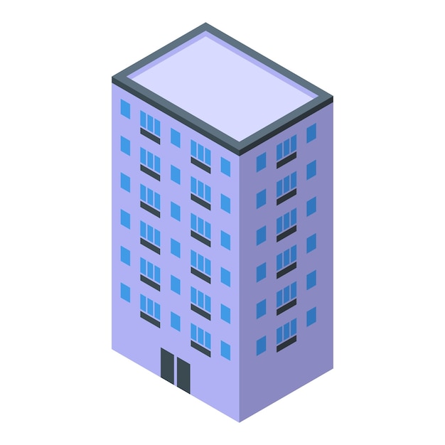 Vibrant 3d isometric illustration of a modern blue office building