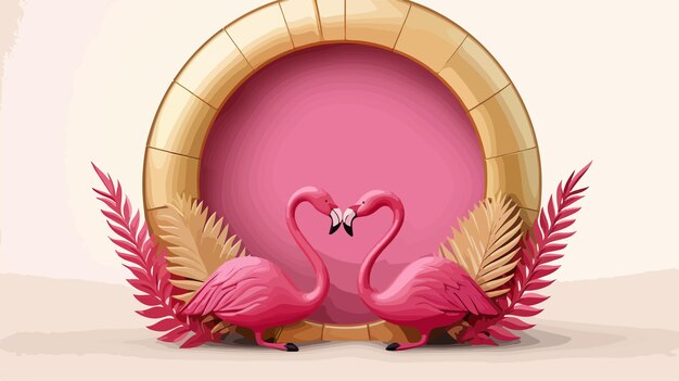 Vector vibrant 3d pink flamingo bird shape background