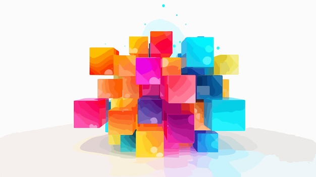 Vector vibrant abstract cubes on white background