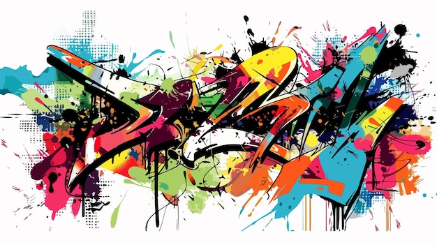 Vector vibrant abstract graffiti on grunge background