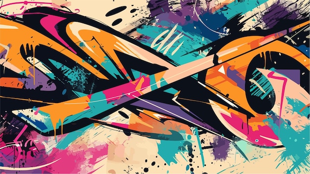 Vector vibrant abstract graffiti on grunge background