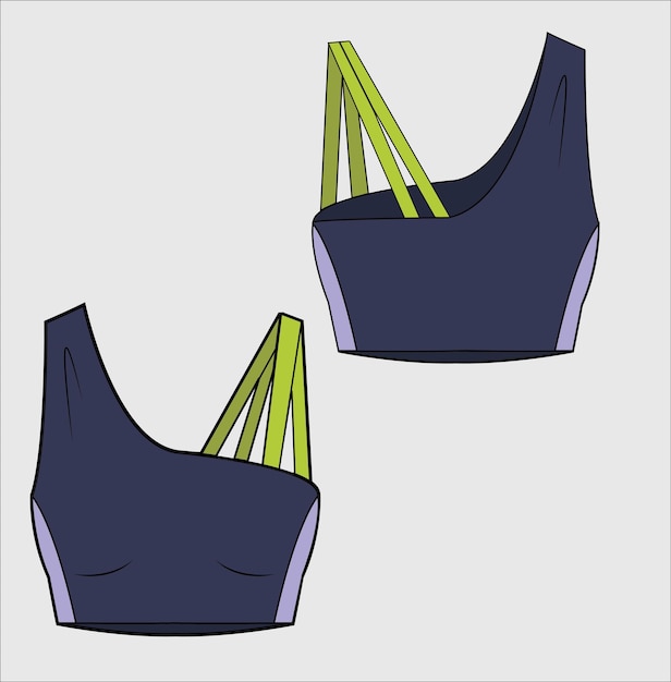 VIBRANT ASYMMETRIC GYM BRA FOR WOMEN WEAR VECTOR