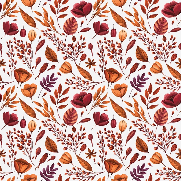 Vector vibrant autumn floral watercolor patterns