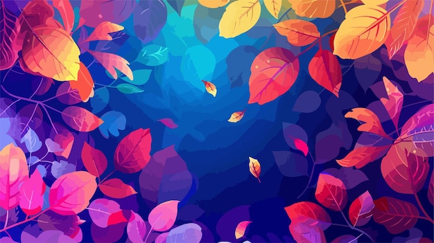 Vibrant Autumn Leaves Composition on Colorful Background