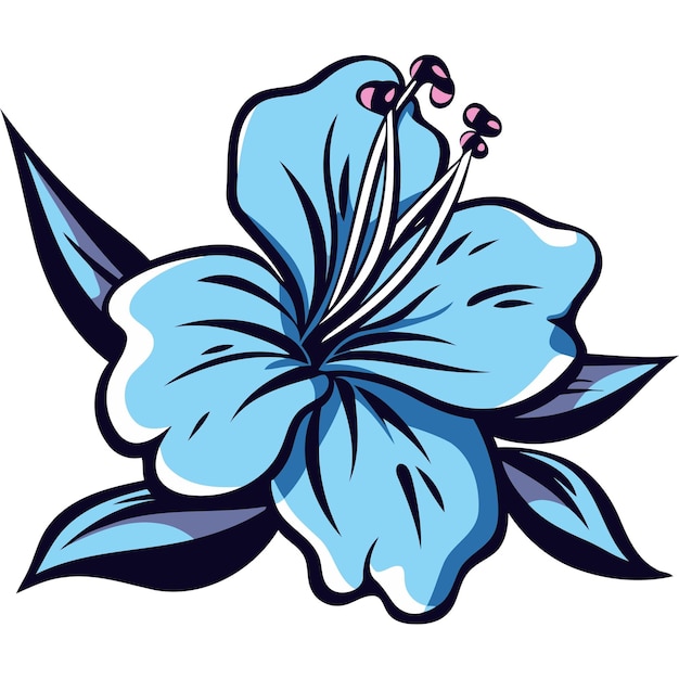 A vibrant blue hibiscus flower with stylized leaves perfect for adding a touch of tropical flair to your designs