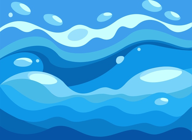 Vector vibrant blue ocean waves abstract vector background