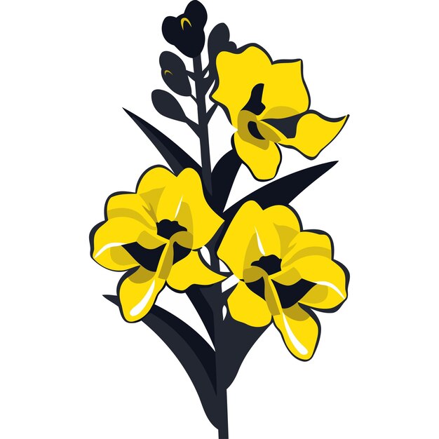 A vibrant bouquet of yellow wildflowers with black stems perfect for adding a touch of nature to your designs